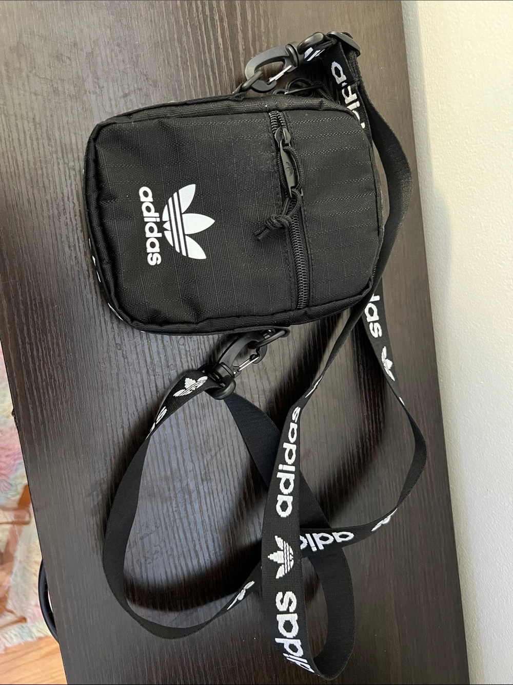 NWOT adidas Black Trefoil Mini Crossbody Pouch